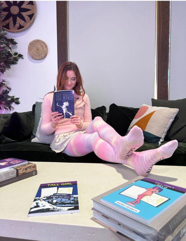 TALL KTTN "Limited Edition" Extra Long Tie Dye Thigh High Socks- Soft Blue Purple Pink - Image 4