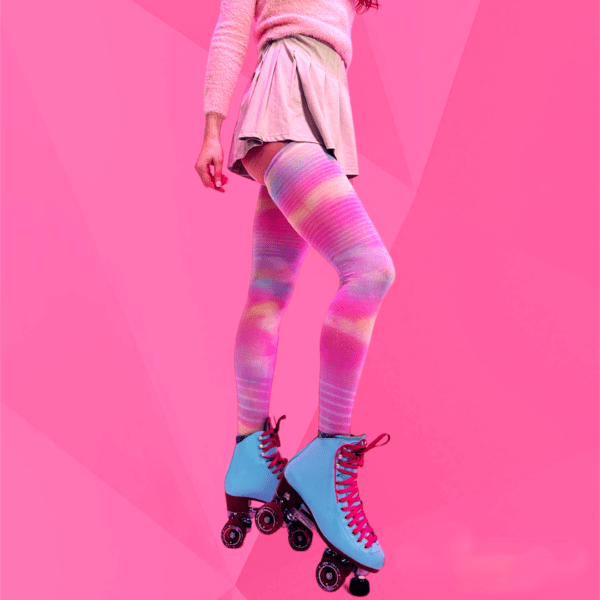 TALL KTTN "Limited Edition" Extra Long Tie Dye Thigh High Socks- Soft Blue Purple Pink - Image 3